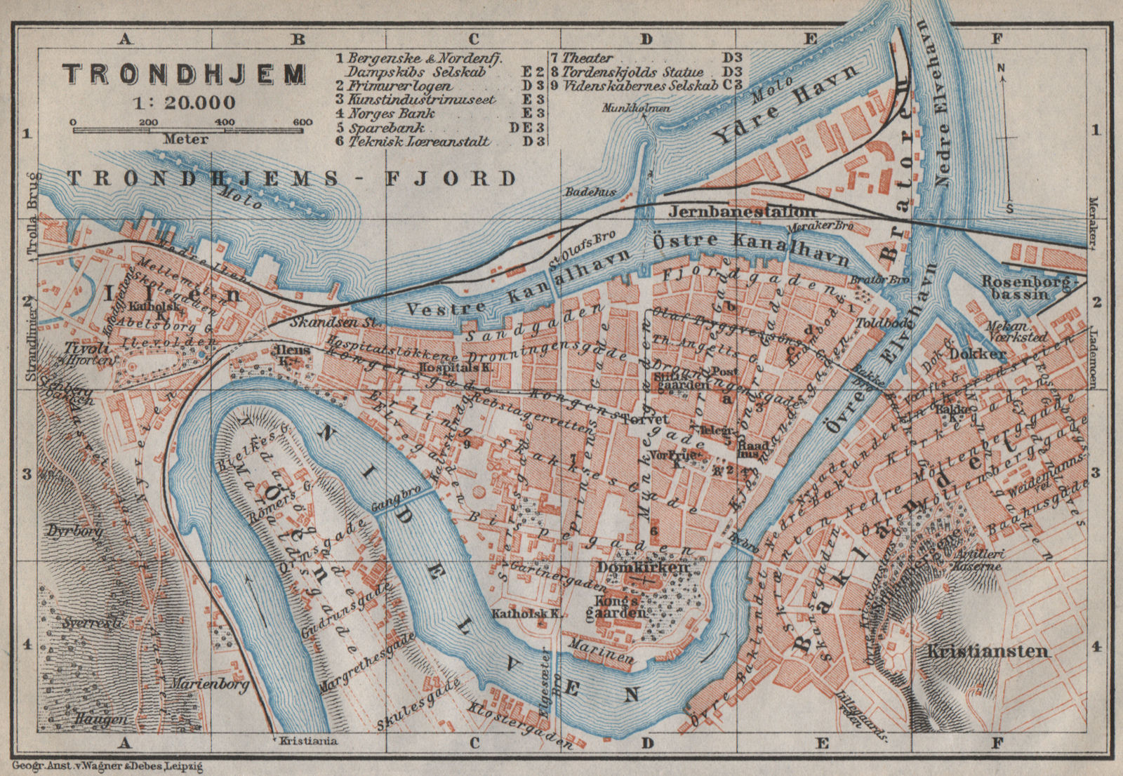 TRONDHEIM Trondhjem antique town city byplan & environs. Norway kart 1912 map